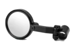 Tusk alloy round UTV side mirror with roll cage clamp shown isolated on white