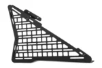 Triangular black Tusk aluminum MOLLE panel with slot cutouts on a white background