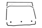 Tusk clear folding polycarbonate UTV windshield laid flat with hinge bar and black seal trim