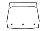 Top-down view of the Tusk folding windshield showing its center hinges and seal