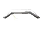 Isolated front view of the clear V-shaped accent and turn light bar with a wiring lead