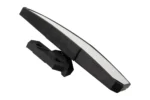 Tusk rear view mirror at three-quarter angle showing the black roll cage clamp mount