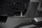 Tusk bed rack holding a strapped-down white YETI cooler in a Kawasaki UTV cargo bed